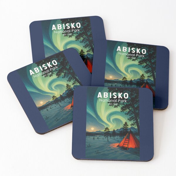 Item preview, Abisko National Park Northern Lights Illustration Travel Art Vintage designed and sold by KrisSidDesigns.