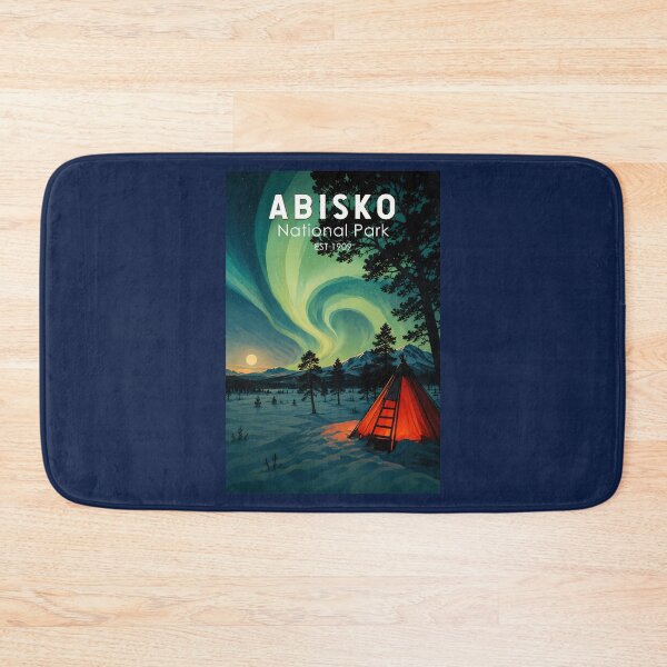 Item preview, Abisko National Park Northern Lights Illustration Travel Art Vintage designed and sold by KrisSidDesigns.