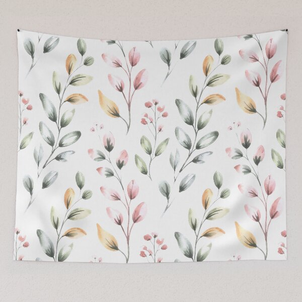 Item preview, Delicate Watercolour Botanical Branch Pattern | Soft Pink Green Leaves Seamless Repeat designed and sold by Midnight Veil Designs.