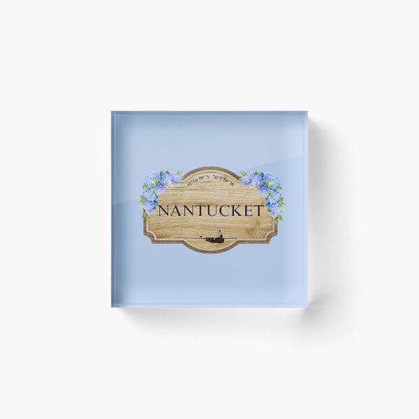 Item preview, Nantucket Island Vintage Floral Coastal Sign designed and sold by Coastal Joy.