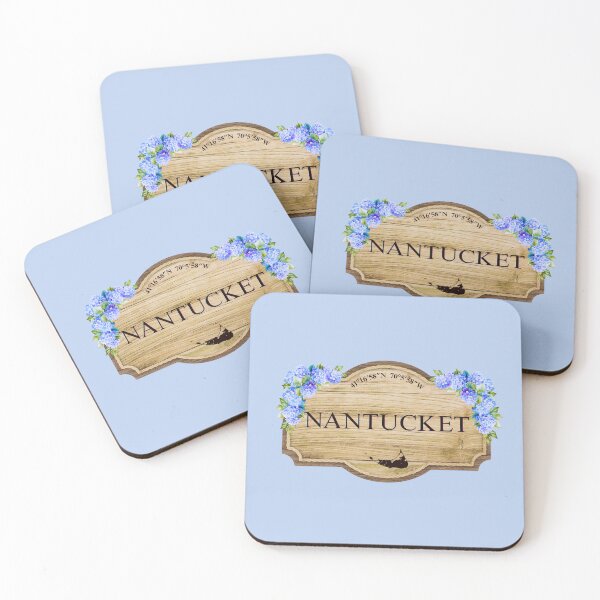 Item preview, Nantucket Island Vintage Floral Coastal Sign designed and sold by Coastal Joy.