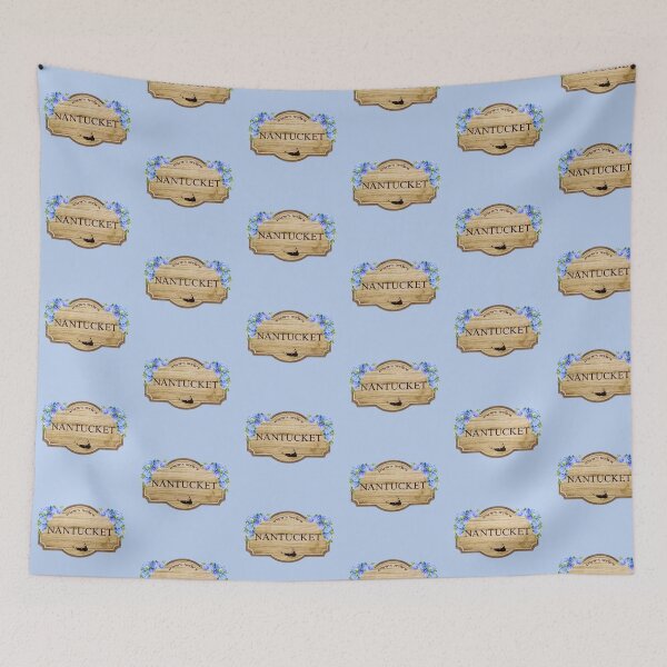 Item preview, Nantucket Island Vintage Floral Coastal Sign designed and sold by Coastal Joy.