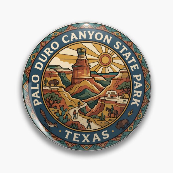 Item preview, Palo Duro Canyon State Park Texas Illustration Travel Art Badge designed and sold by KrisSidDesigns.