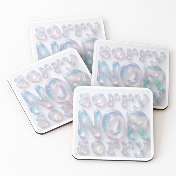 Item preview, Holographic Sorry NOR Sorry Pastel Glass Typography designed and sold by nvrprooo.