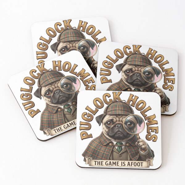 Item preview, Puglock Holmes Dog Detective - The Game Is Afoot Vintage Pug Art designed and sold by veloramode.