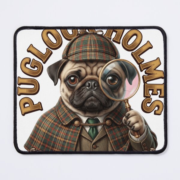 Item preview, Puglock Holmes Dog Detective - The Game Is Afoot Vintage Pug Art designed and sold by veloramode.