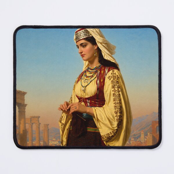Item preview, A Greek Beauty by Emile Vernet-Lecomte - Orientalist Oil Painting Traditional Woman Portrait for Vintage Art Collectors designed and sold by RickE.