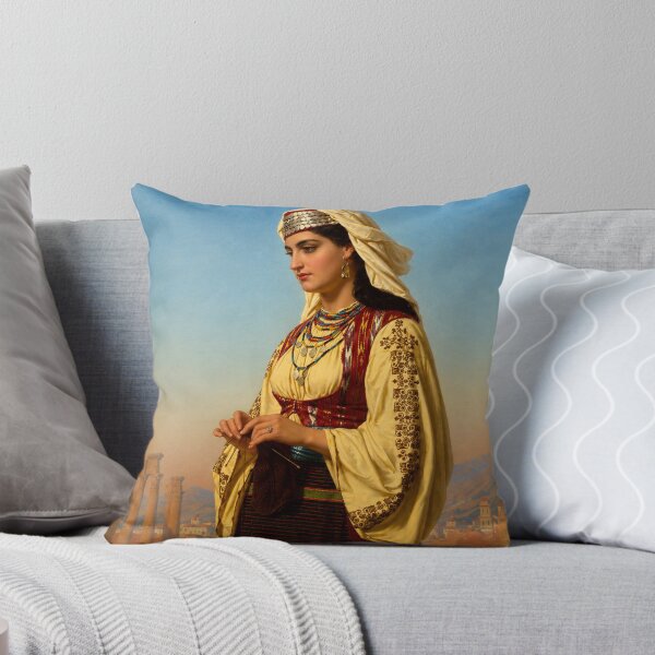 Item preview, A Greek Beauty by Emile Vernet-Lecomte - Orientalist Oil Painting Traditional Woman Portrait for Vintage Art Collectors designed and sold by RickE.