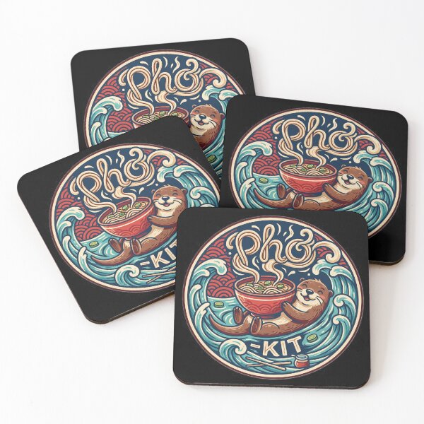 Item preview, PHO-KIT Cute Otter Eating Ramen Retro Emblem designed and sold by Oommen Studio .