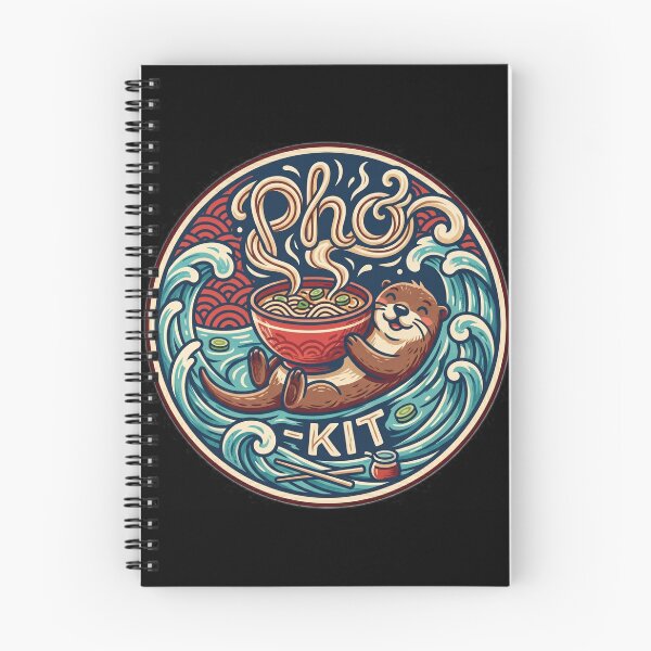 Item preview, PHO-KIT Cute Otter Eating Ramen Retro Emblem designed and sold by Oommen Studio .