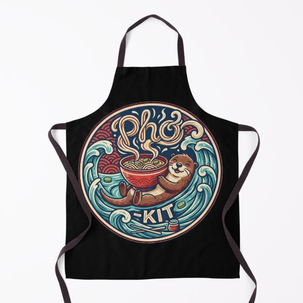 Item preview, PHO-KIT Cute Otter Eating Ramen Retro Emblem designed and sold by Oommen Studio .