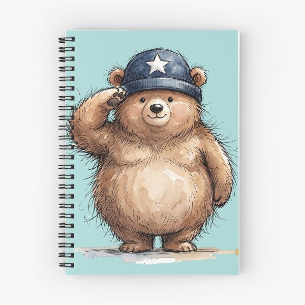 Item preview, Cute Watercolor Saluting Bear with Patriotic Star Hat designed and sold by BreezifyDesignStudio.