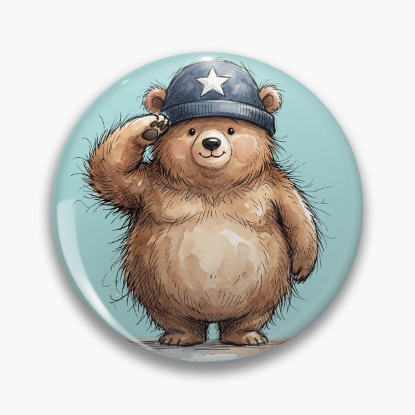 Item preview, Cute Watercolor Saluting Bear with Patriotic Star Hat designed and sold by BreezifyDesignStudio.