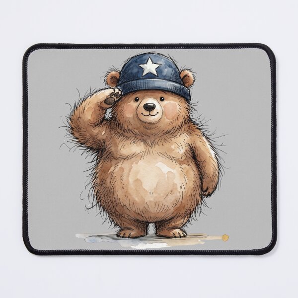 Item preview, Cute Watercolor Saluting Bear with Patriotic Star Hat designed and sold by BreezifyDesignStudio.