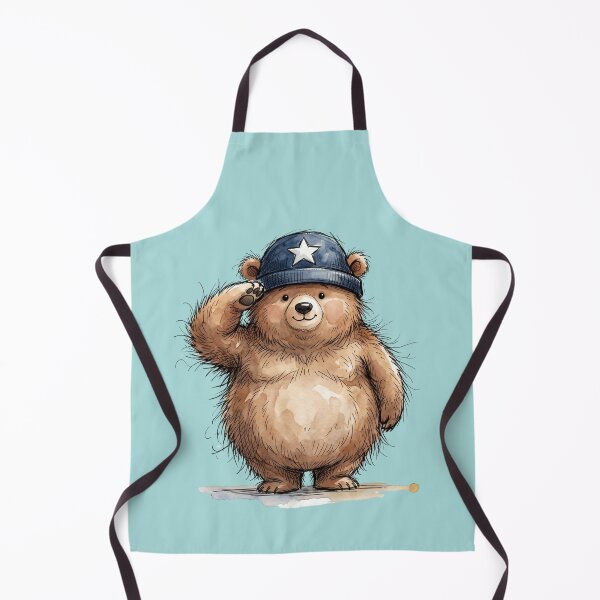 Item preview, Cute Watercolor Saluting Bear with Patriotic Star Hat designed and sold by BreezifyDesignStudio.