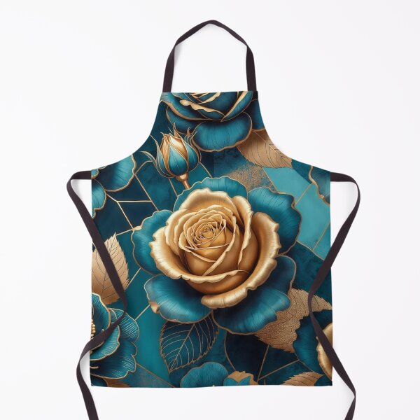 Item preview, Elegant Blue and Gold Roses Pattern designed and sold by IntelliMindDesigns.