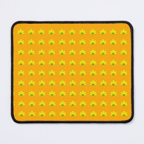 Item preview, Cute yellow flower seamless pattern on bright orange background, playful floral repeat design for fabric and wallpaper. designed and sold by KotchySmile.