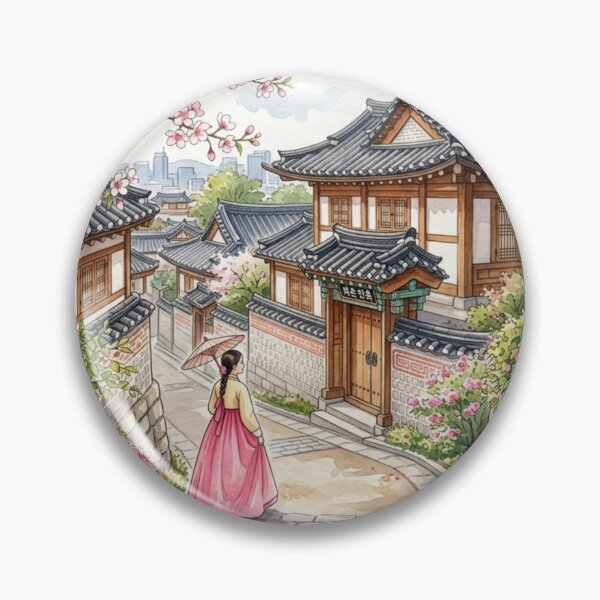 Item preview, Korean Aesthetic Sticker | Bukchon Hanok Village, Seoul designed and sold by Nubi2.
