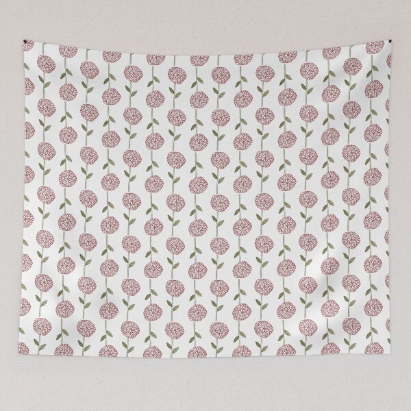 Item preview, Block print floral hand carved two-directional regular pattern designed and sold by Boy and Belugee.
