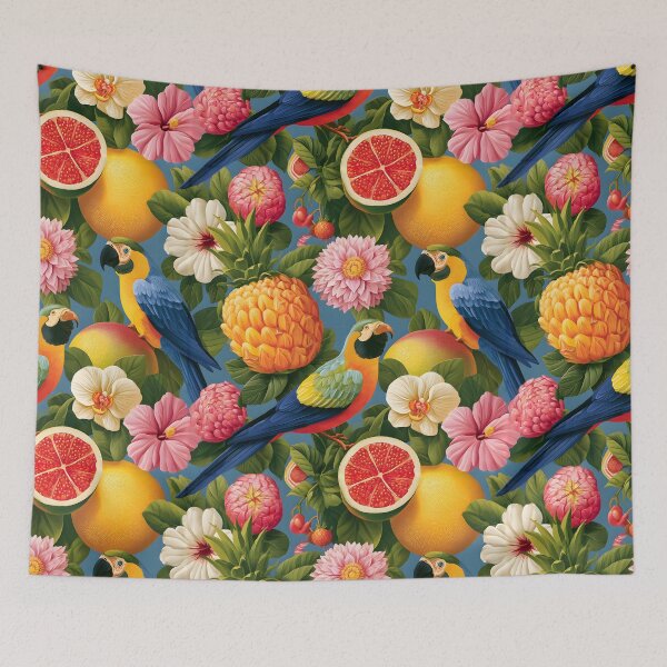 Item preview, Funny Parrors Tropical Fruita Floral Retro Pattern designed and sold by SecretDicer.