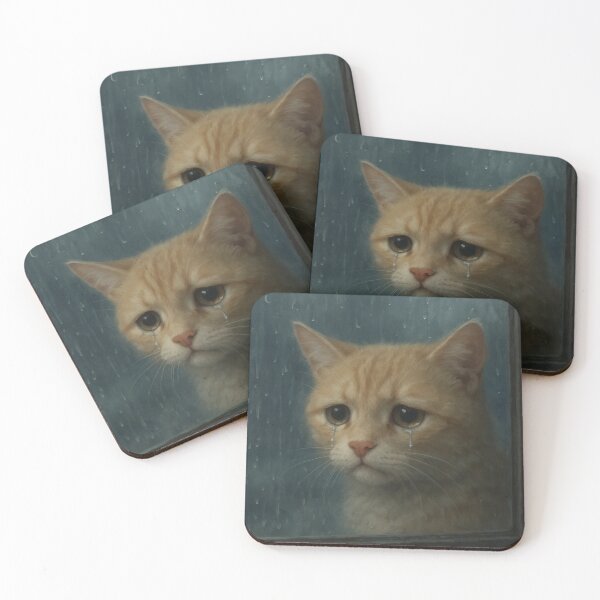 Item preview, Sad Rainy Cat Aesthetic | Emotional Kitty Art Print designed and sold by TrCraftySticks.