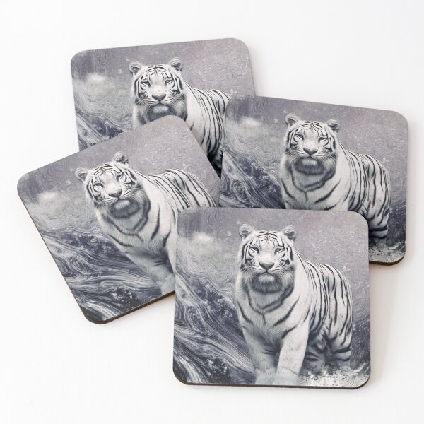 Item preview, Arctic Vortex Tiger | Monochrome Fantasy Wildlife Art designed and sold by TreatLLC.