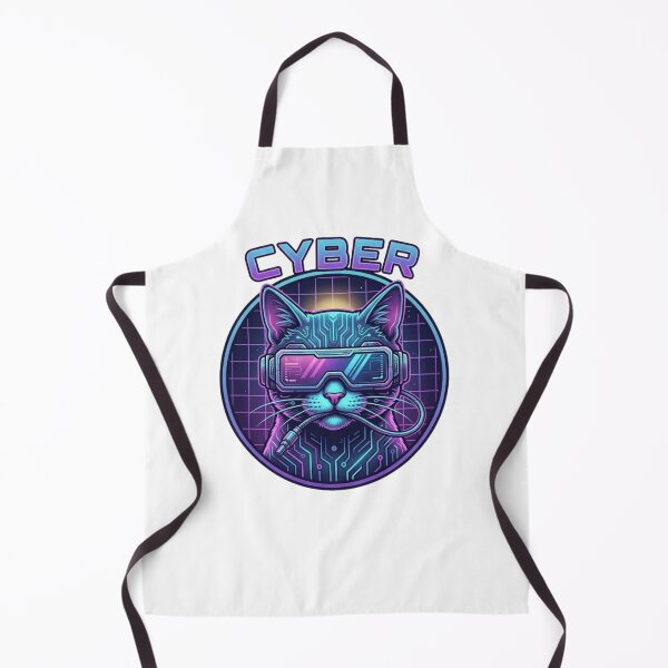 Item preview, Cyberpunk Cat Retro Neon Synthwave Badge designed and sold by GiggleInkTees.