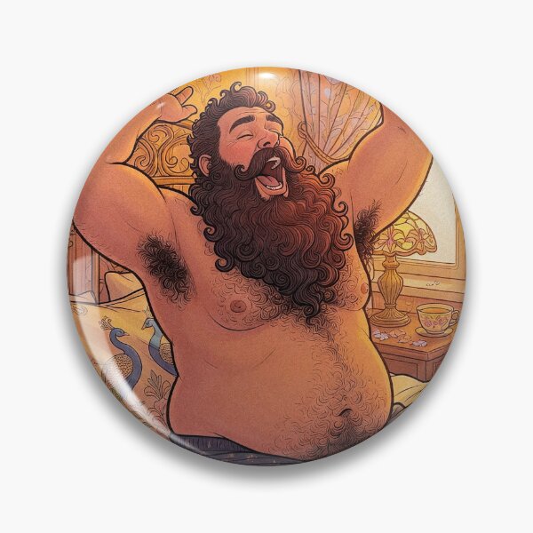 Item preview, Happy Hairy Bear Waking Up in Bed designed and sold by ZhivanCrimson.