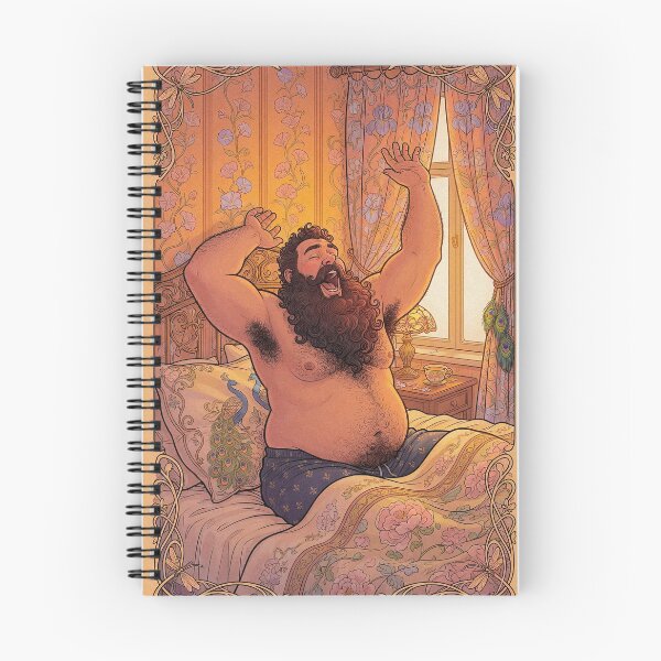 Item preview, Happy Hairy Bear Waking Up in Bed designed and sold by ZhivanCrimson.