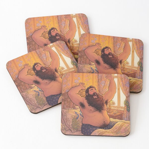 Item preview, Happy Hairy Bear Waking Up in Bed designed and sold by ZhivanCrimson.