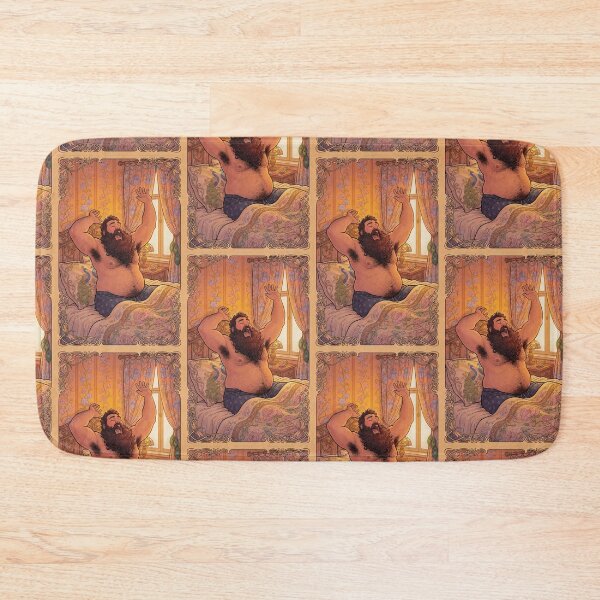Item preview, Happy Hairy Bear Waking Up in Bed designed and sold by ZhivanCrimson.