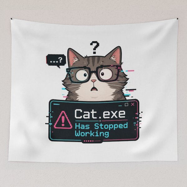 Item preview, Cat.exe Has Stopped Working Funny Cat Meme Design designed and sold by ArtsyExplorer.