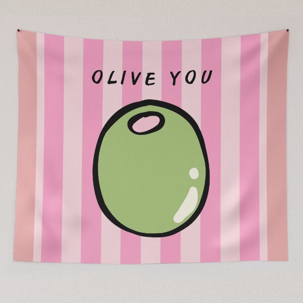 Item preview, Olive You Cute Love Pun on Pink Stripes Background designed and sold by samahl_l.