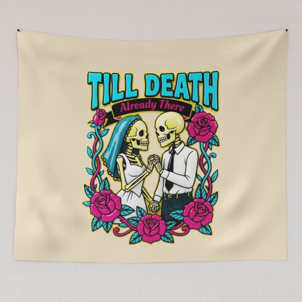 Item preview, Till Death Already There Skeleton Wedding Couple Graphic  — Dark Romance Anniversary Humor  designed and sold by SkTee2k.