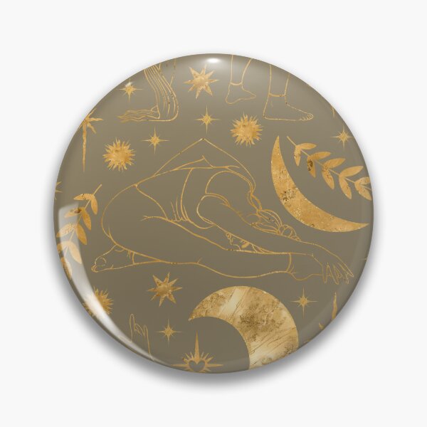 Item preview, Dynamic and deep seamless pattern on a featuring golden silhouettes of women practicing yoga and acrobatics. Enhanced with celestial bodies and shining stars. designed and sold by Grin Katalina Floral Patterns & Cozy Art.