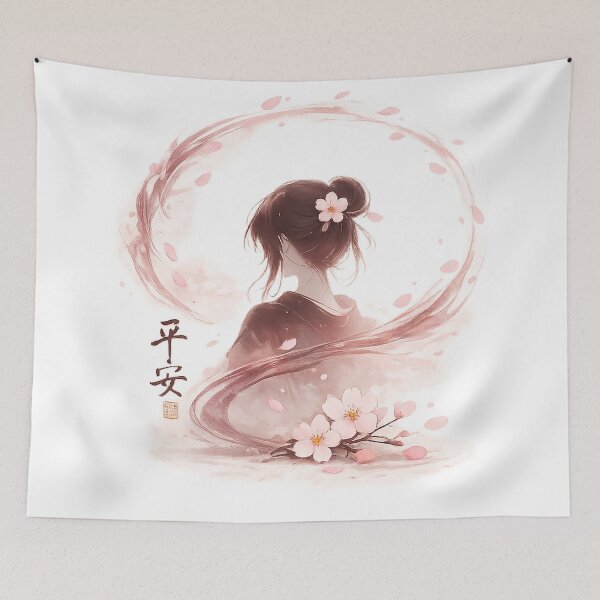 Item preview, Serenity — Anime Girl Cherry Blossom Watercolor Art designed and sold by Cyber Kitsune.