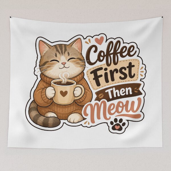 Item preview, Coffee First Then Meow Cute Cat Meme Design designed and sold by ArtsyExplorer.