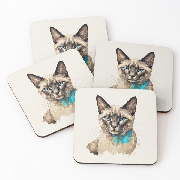 Item preview, Geometric Siamese Cat Art – Modern Pet Art designed and sold by Tklezardesigns.