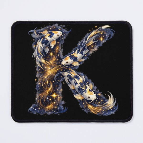 Item preview, Letter K Koi Fish Gold Sparkle Navy Blue Monogram Gift designed and sold by irfanshikh.