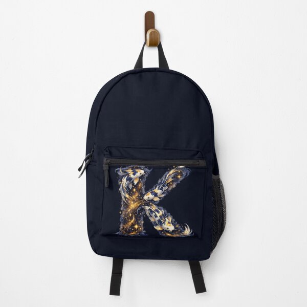 Item preview, Letter K Koi Fish Gold Sparkle Navy Blue Monogram Gift designed and sold by irfanshikh.