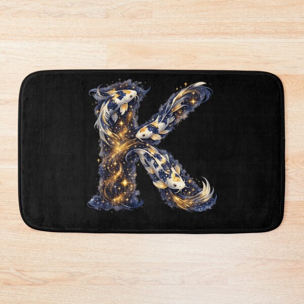 Item preview, Letter K Koi Fish Gold Sparkle Navy Blue Monogram Gift designed and sold by irfanshikh.
