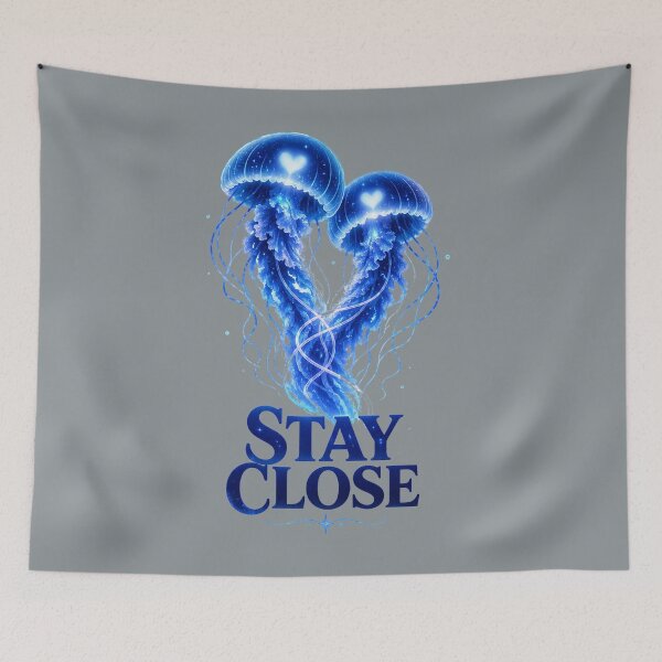 Item preview, Stay Close, Glowing Jellyfish Love Design, Dreamy Ocean Romance Artwork designed and sold by JagrDesigns.