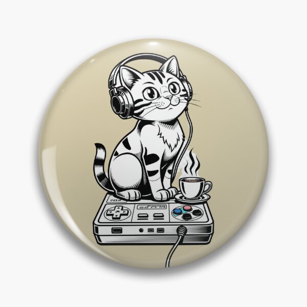 Item preview, Retro Gamer Cat | Coffee & Console | Vintage Screenprint Style designed and sold by The Cartridge Club.