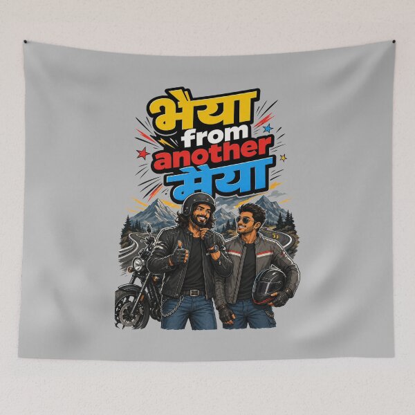 Item preview, Bhaiya from another Maiya - Bike Lovers / Bikers / Bike Riders | Quirky Hindi Theme Tshirt designed and sold by freezed-frames.
