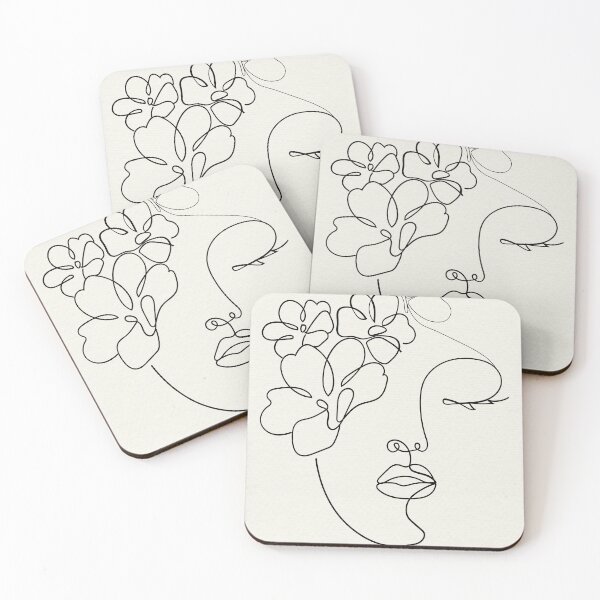Item preview, Minimalist Woman Face Line Art with Flowers - Abstract Floral Female Portrait designed and sold by Mora  Lisa.