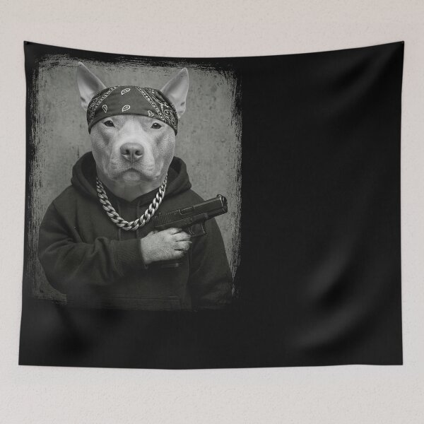 Item preview, Tough Pitbull Dog Bandana Hoodie Heavy Chain designed and sold by d247.