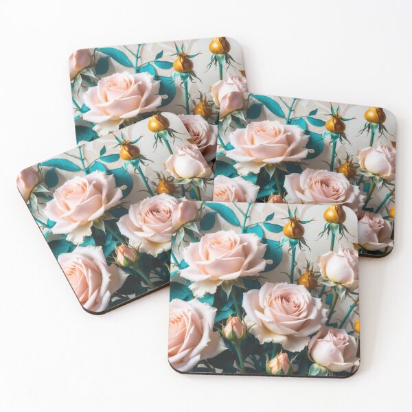 Item preview, Soft Pink Roses with Teal and Gold designed and sold by IntelliMindDesigns.
