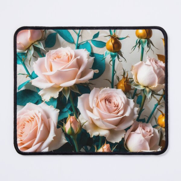 Item preview, Soft Pink Roses with Teal and Gold designed and sold by IntelliMindDesigns.