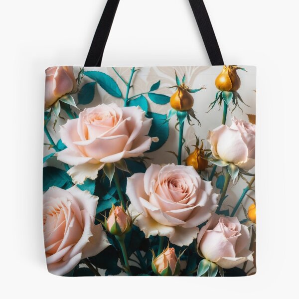 Item preview, Soft Pink Roses with Teal and Gold designed and sold by IntelliMindDesigns.