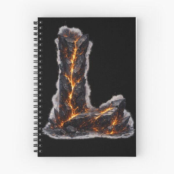 Item preview, Letter L Lava Rock Fire Cracked Stone Dark Monogram Gift designed and sold by irfanshikh.